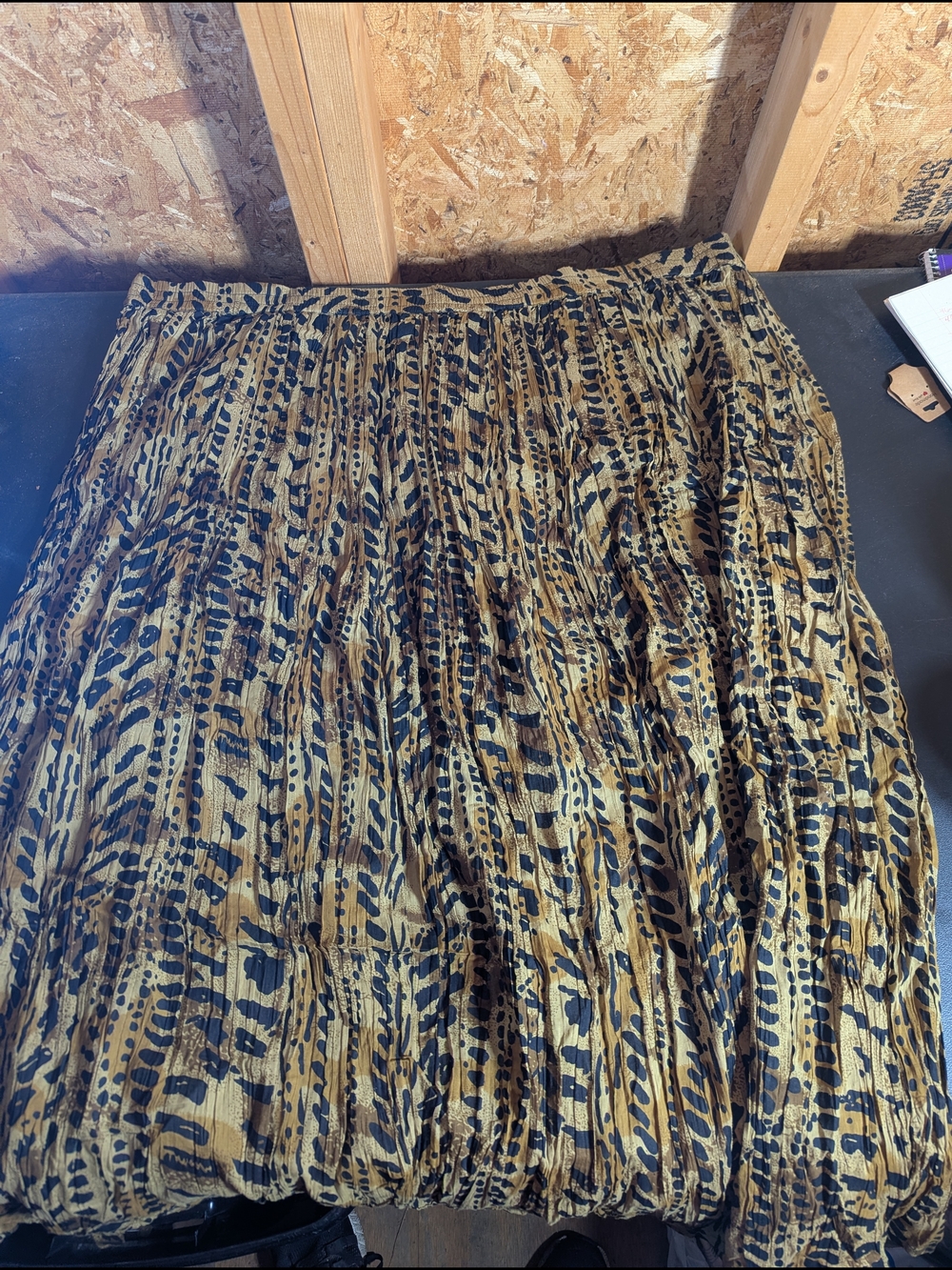 Womens Animal Print Pleated Maxi Skirt - Black & Brown